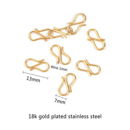 20 PCS/Package Stainless Steel 18K Gold Plated Solid Color Jewelry Buckle