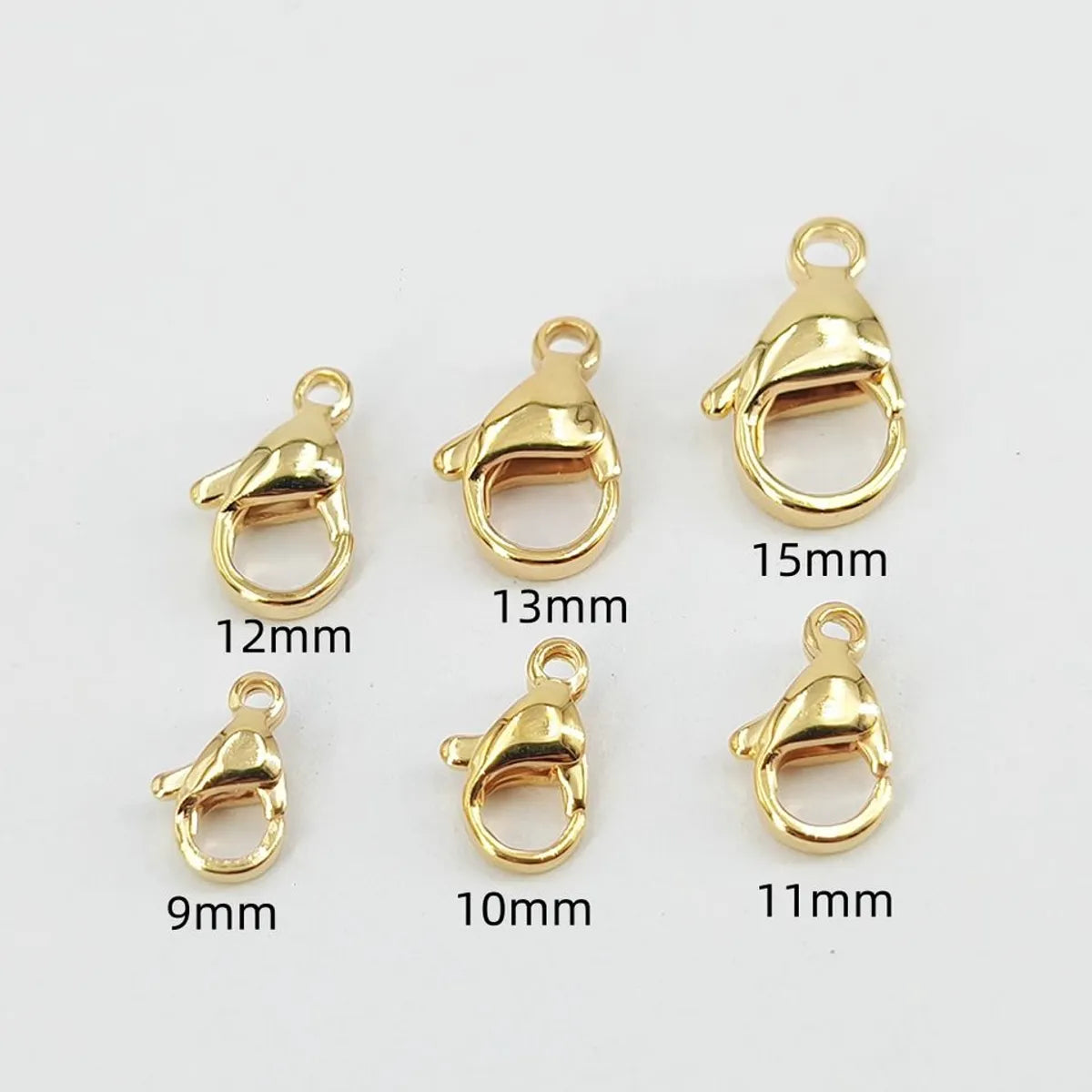 20 Pieces 1.35~2.5 304 Stainless Steel Gold Plated Solid Color Light Lobster Clasp