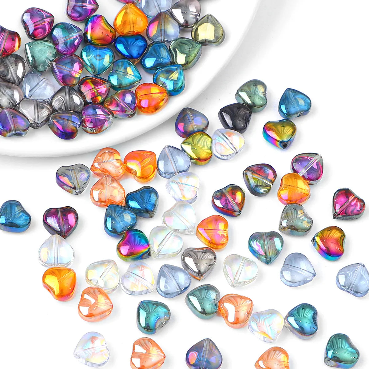 20 Pieces Glass Heart Shape Beads