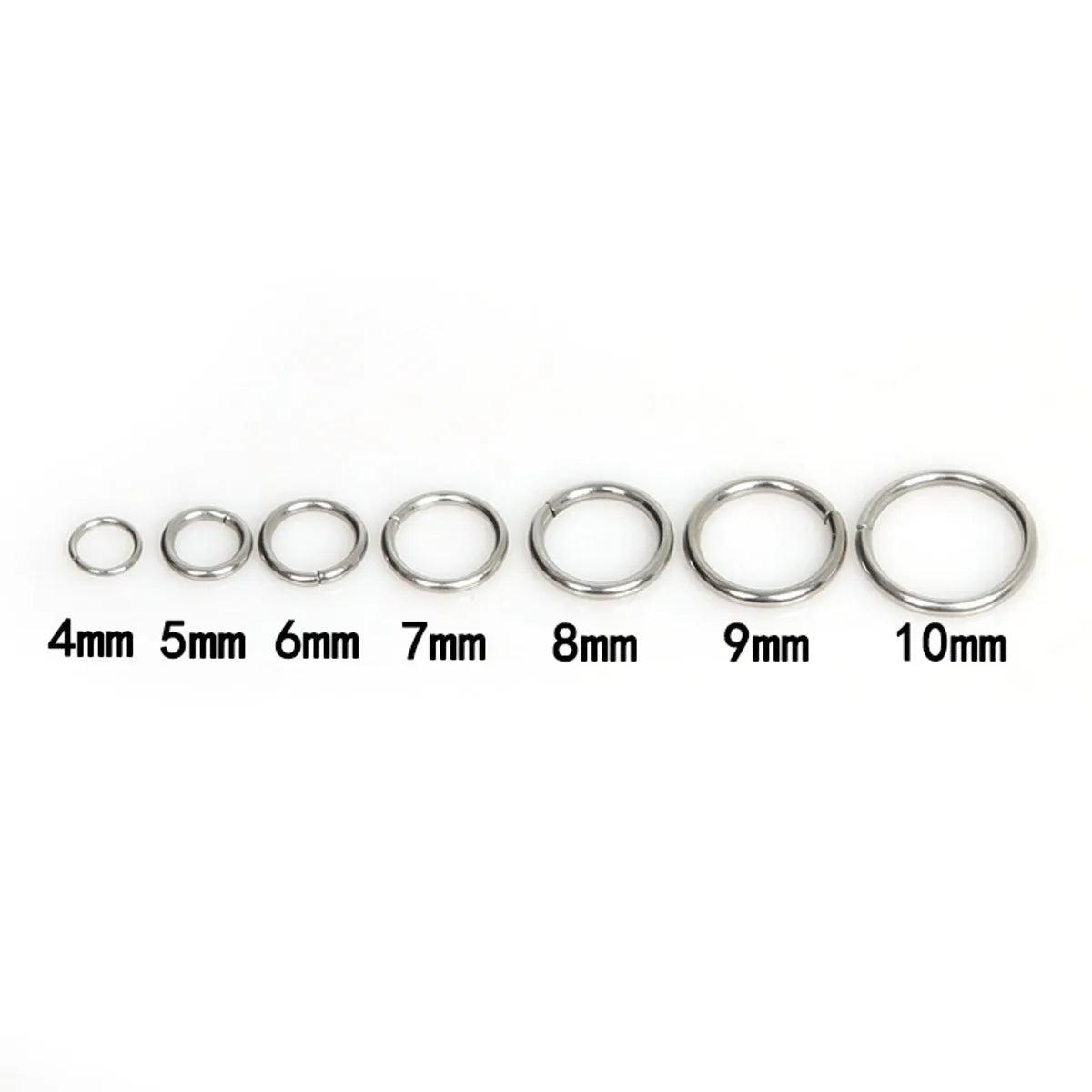 200 Pieces Per Pack Diameter 10mm Diameter 4mm 304 Stainless Steel Round Open Jump Rings