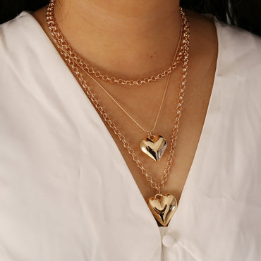 Fashion Chain Heart Alloy Electroplating Necklaces