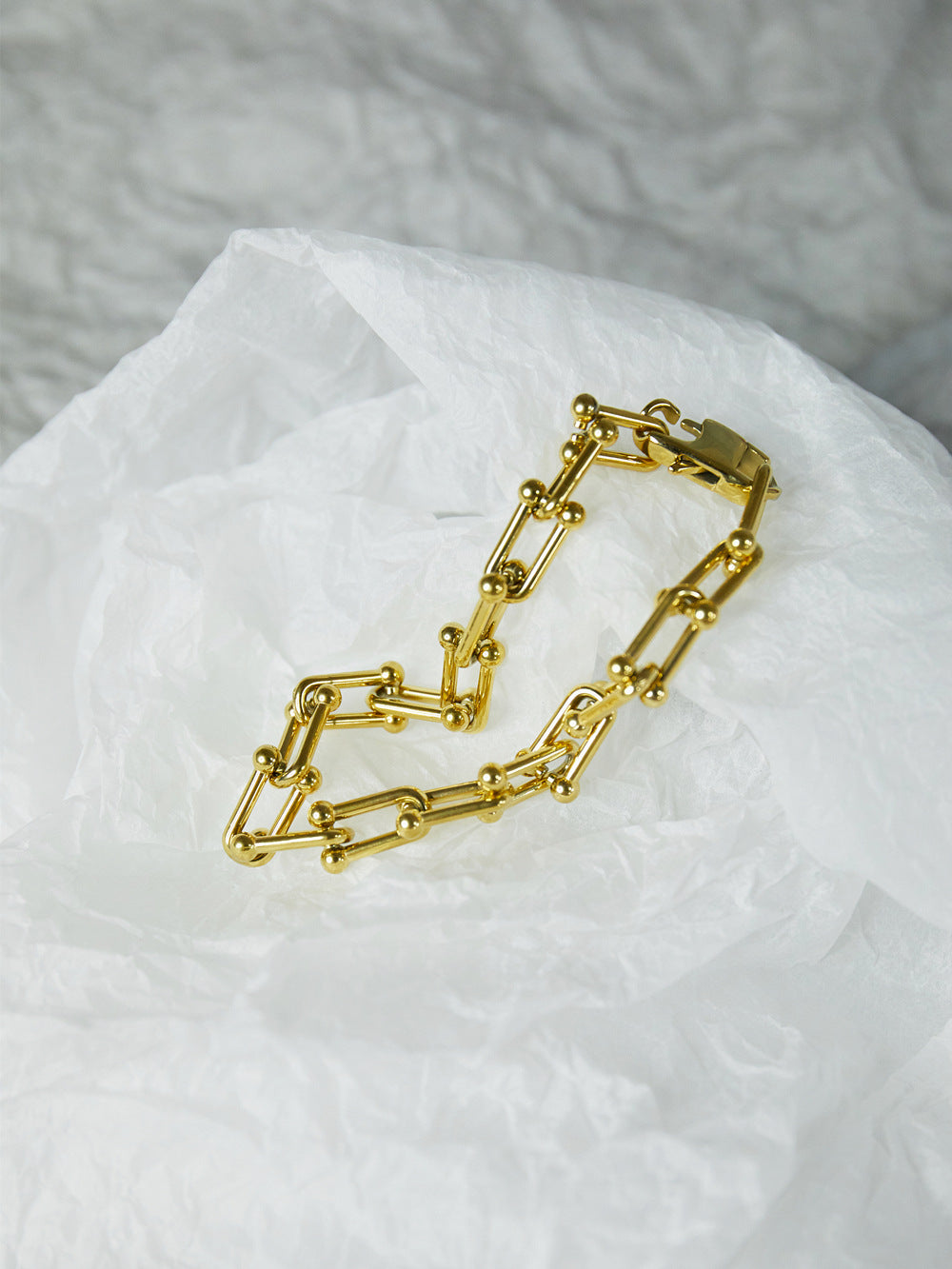 Wholesale Hip-hop Simple Style U Shape Titanium Steel Plating Gold Plated Bracelets