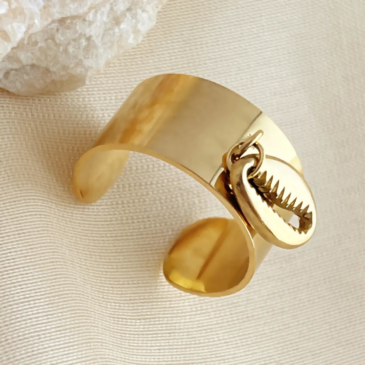 201 Stainless Steel 304 Stainless Steel 14K Gold Plated Marine Style Plating Heart Shape Adjustable Ring