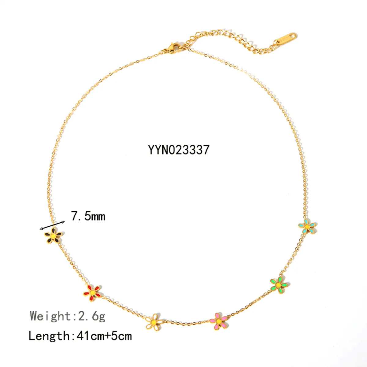 201 Stainless Steel 304 Stainless Steel 18K Gold Plated Beach Simple Style Classic Style Enamel Plating Flower Bracelets Necklace