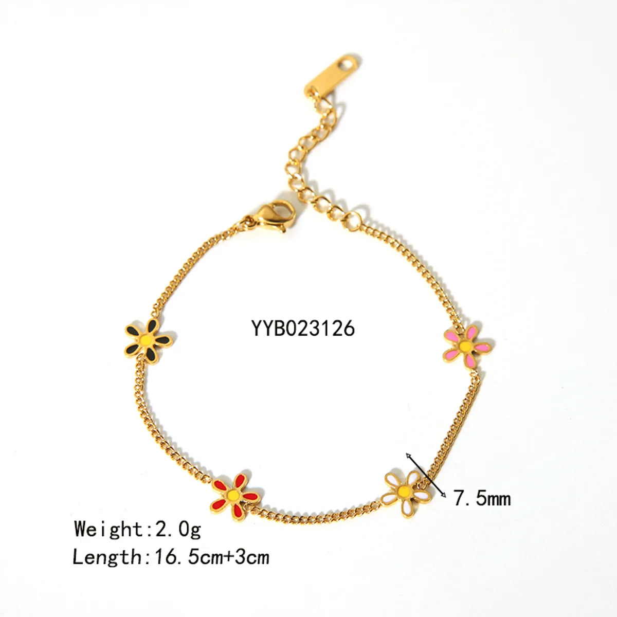 201 Stainless Steel 304 Stainless Steel 18K Gold Plated Beach Simple Style Classic Style Enamel Plating Flower Bracelets Necklace