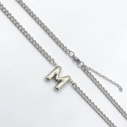 201 Stainless Steel 304 Stainless Steel 18K Gold Plated Simple Style Letter Pendant Necklace