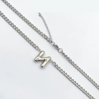 201 Stainless Steel 304 Stainless Steel 18K Gold Plated Simple Style Letter Pendant Necklace