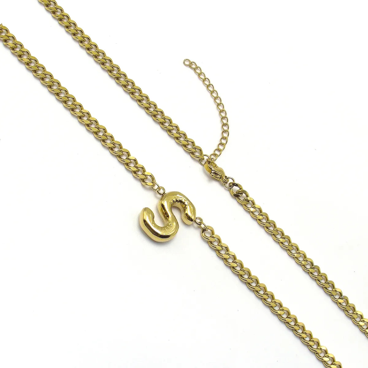 201 Stainless Steel 304 Stainless Steel 18K Gold Plated Simple Style Letter Pendant Necklace