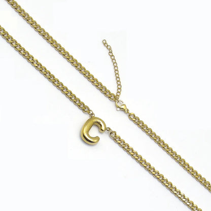 201 Stainless Steel 304 Stainless Steel 18K Gold Plated Simple Style Letter Pendant Necklace