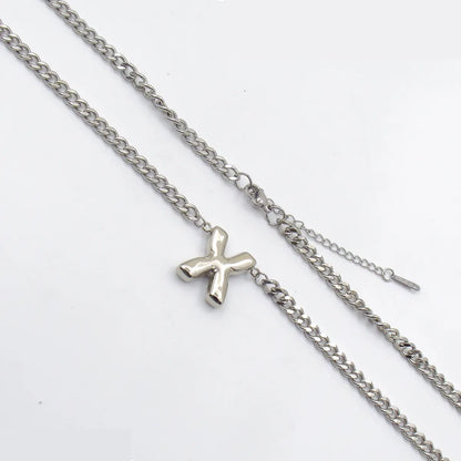 201 Stainless Steel 304 Stainless Steel 18K Gold Plated Simple Style Letter Pendant Necklace