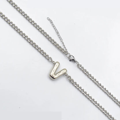 201 Stainless Steel 304 Stainless Steel 18K Gold Plated Simple Style Letter Pendant Necklace