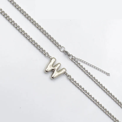 201 Stainless Steel 304 Stainless Steel 18K Gold Plated Simple Style Letter Pendant Necklace