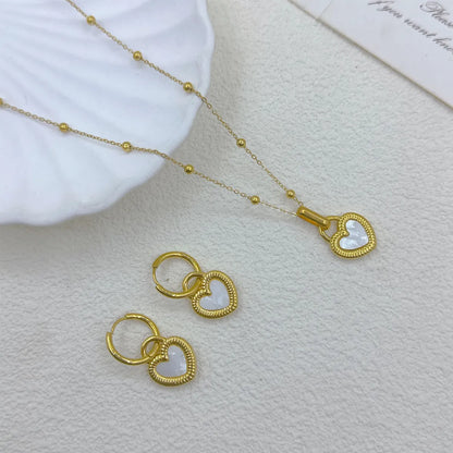 201 Stainless Steel 304 Stainless Steel 18K Gold Plated Simple Style Plating Inlay Heart Shape Rhinestones Jewelry Set