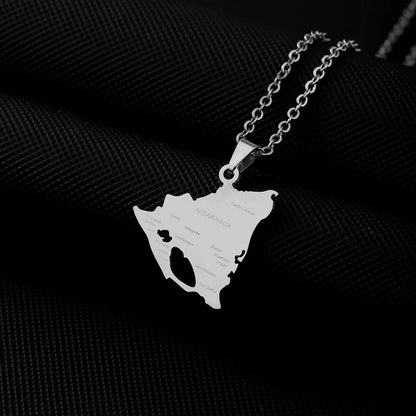 Wholesale Jewelry Basic Modern Style Classic Style Geometric Map 201 Stainless Steel 304 Stainless Steel Plating Pendant Necklace