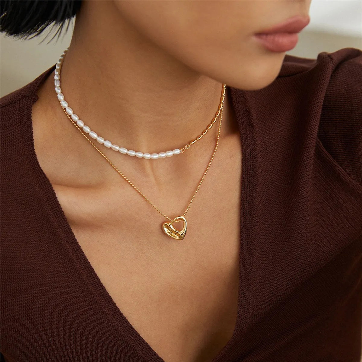 201 Stainless Steel 304 Stainless Steel Gold Plated Casual Simple Style Plating Heart Shape Pendant Necklace