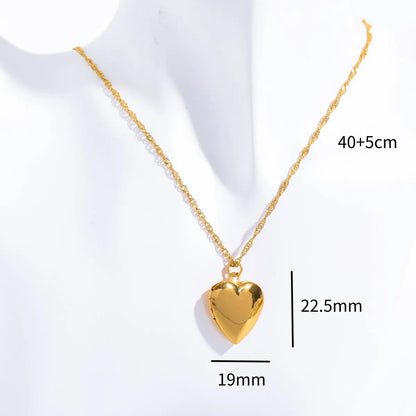 Wholesale Jewelry Modern Style Classic Style Heart Shape 201 Stainless Steel Gold Plated Pendant Necklace