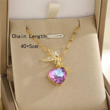 201 Stainless Steel Brass 18K Gold Plated Inlay Cross Elephant Eye Shell Zircon Pendant Necklace