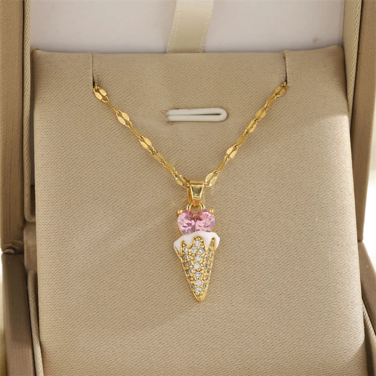 201 Stainless Steel Brass 18K Gold Plated Inlay Cross Elephant Eye Shell Zircon Pendant Necklace