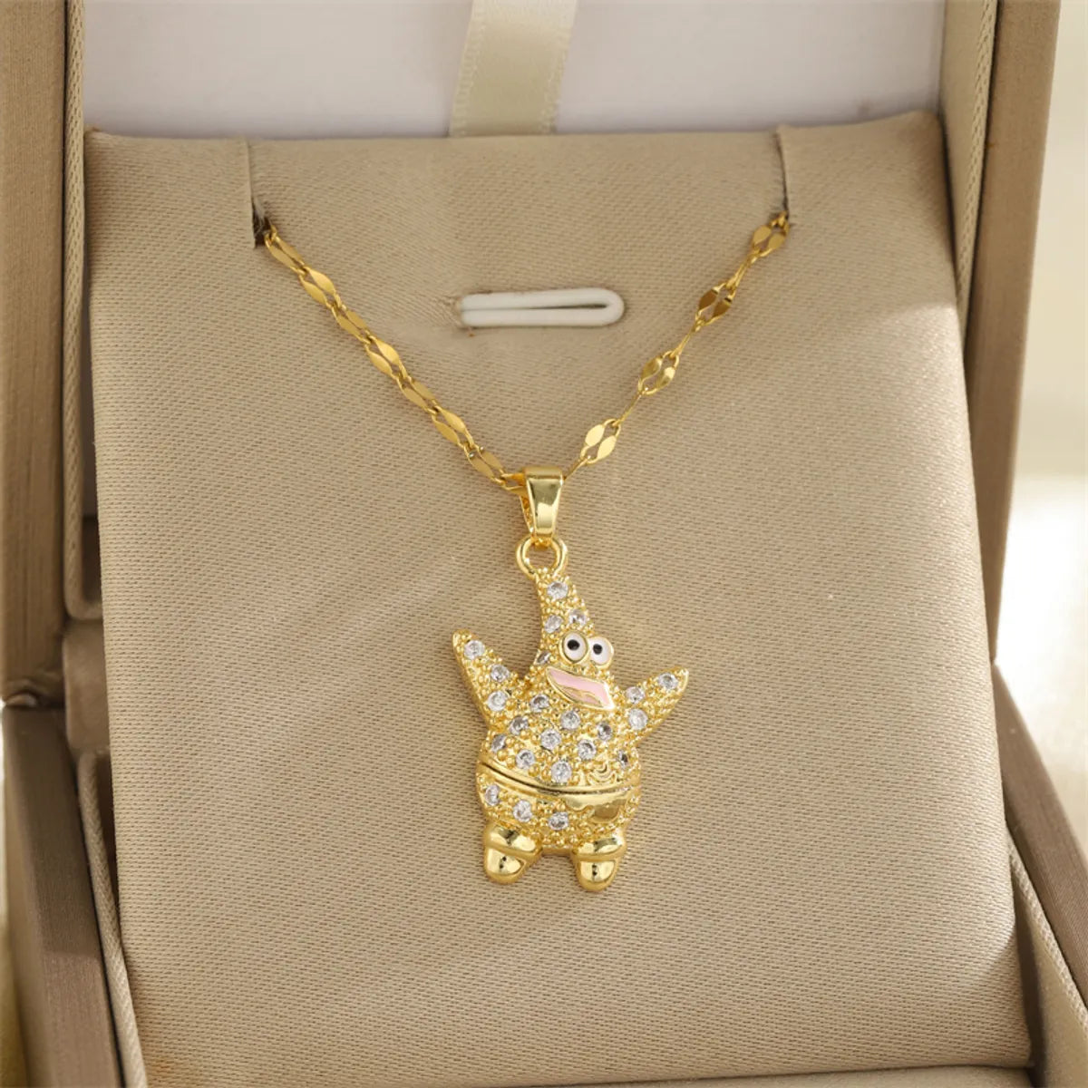 201 Stainless Steel Brass 18K Gold Plated Inlay Cross Elephant Eye Shell Zircon Pendant Necklace