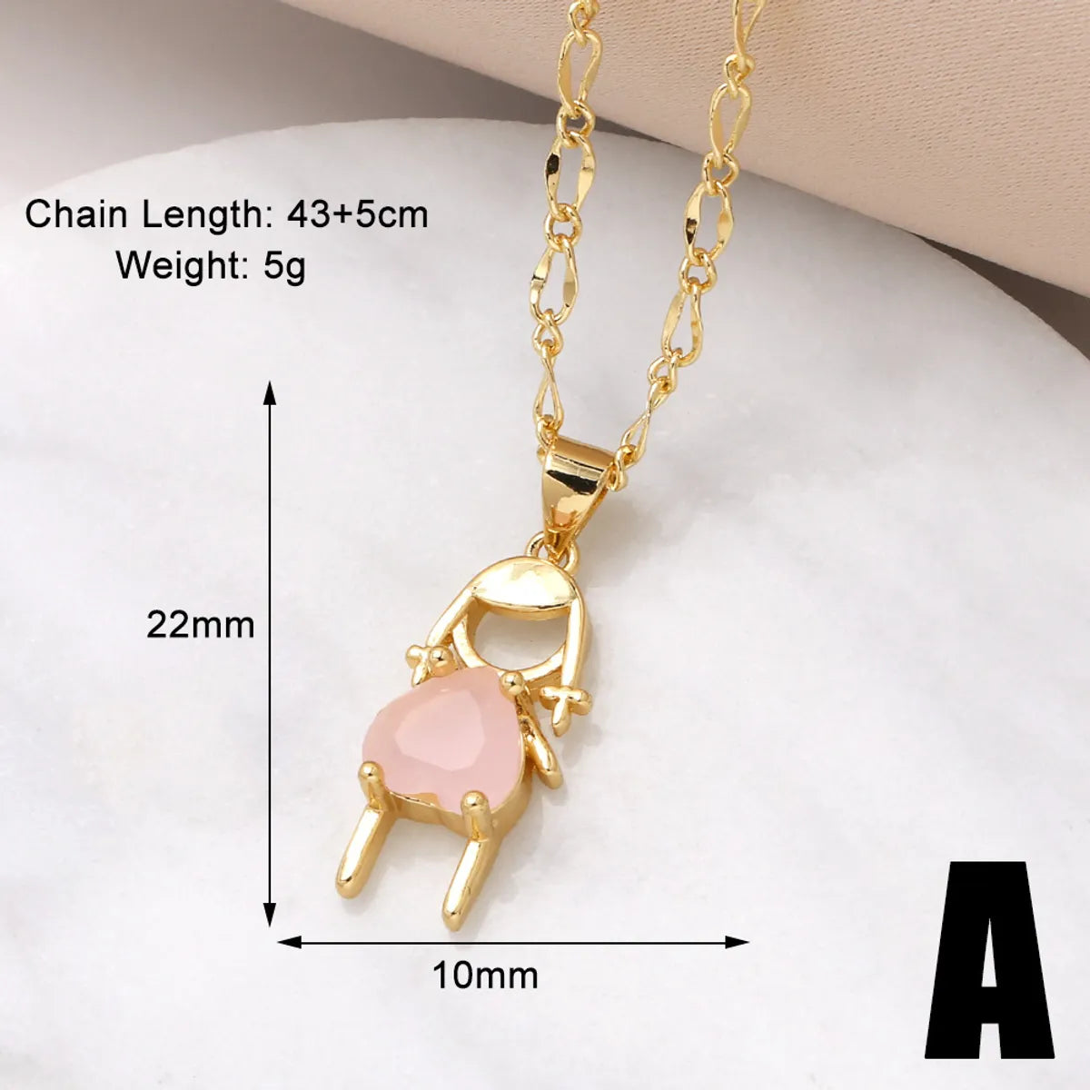 201 Stainless Steel Copper 18K Gold Plated Inlay Human Heart Shape Zircon Pendant Necklace