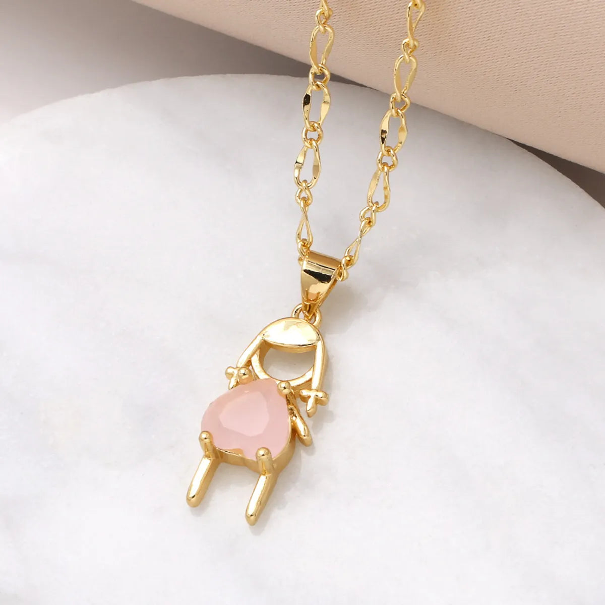 201 Stainless Steel Copper 18K Gold Plated Inlay Human Heart Shape Zircon Pendant Necklace