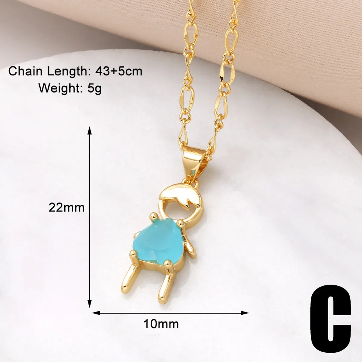 201 Stainless Steel Copper 18K Gold Plated Inlay Human Heart Shape Zircon Pendant Necklace