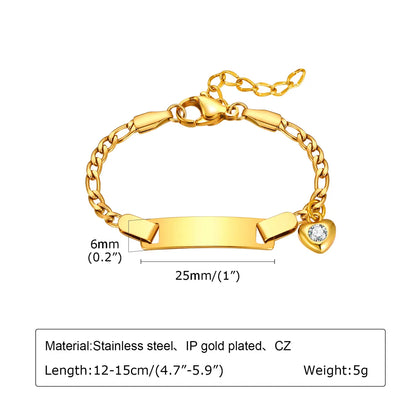 201 Stainless Steel Copper 18K Gold Plated Plating Star Moon Heart Shape Zircon ID Bracelet