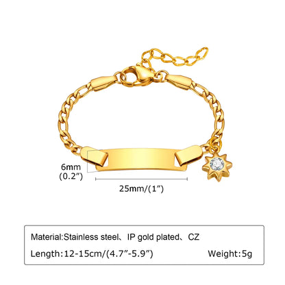 201 Stainless Steel Copper 18K Gold Plated Plating Star Moon Heart Shape Zircon ID Bracelet