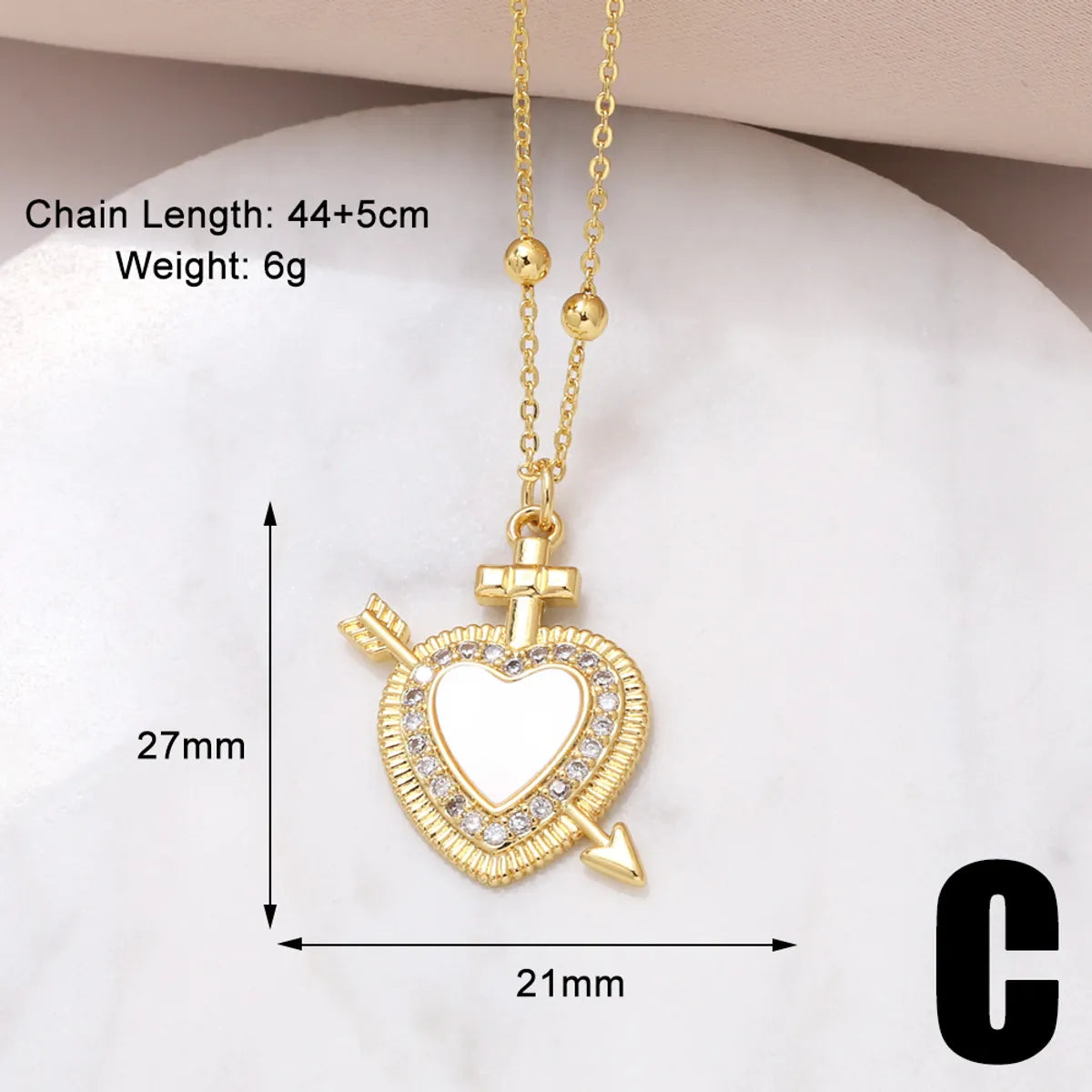 201 Stainless Steel Copper 18K Gold Plated Vintage Style Modern Style Simple Style Plating Inlay Portrait Heart Shape Zircon Pendant Necklace