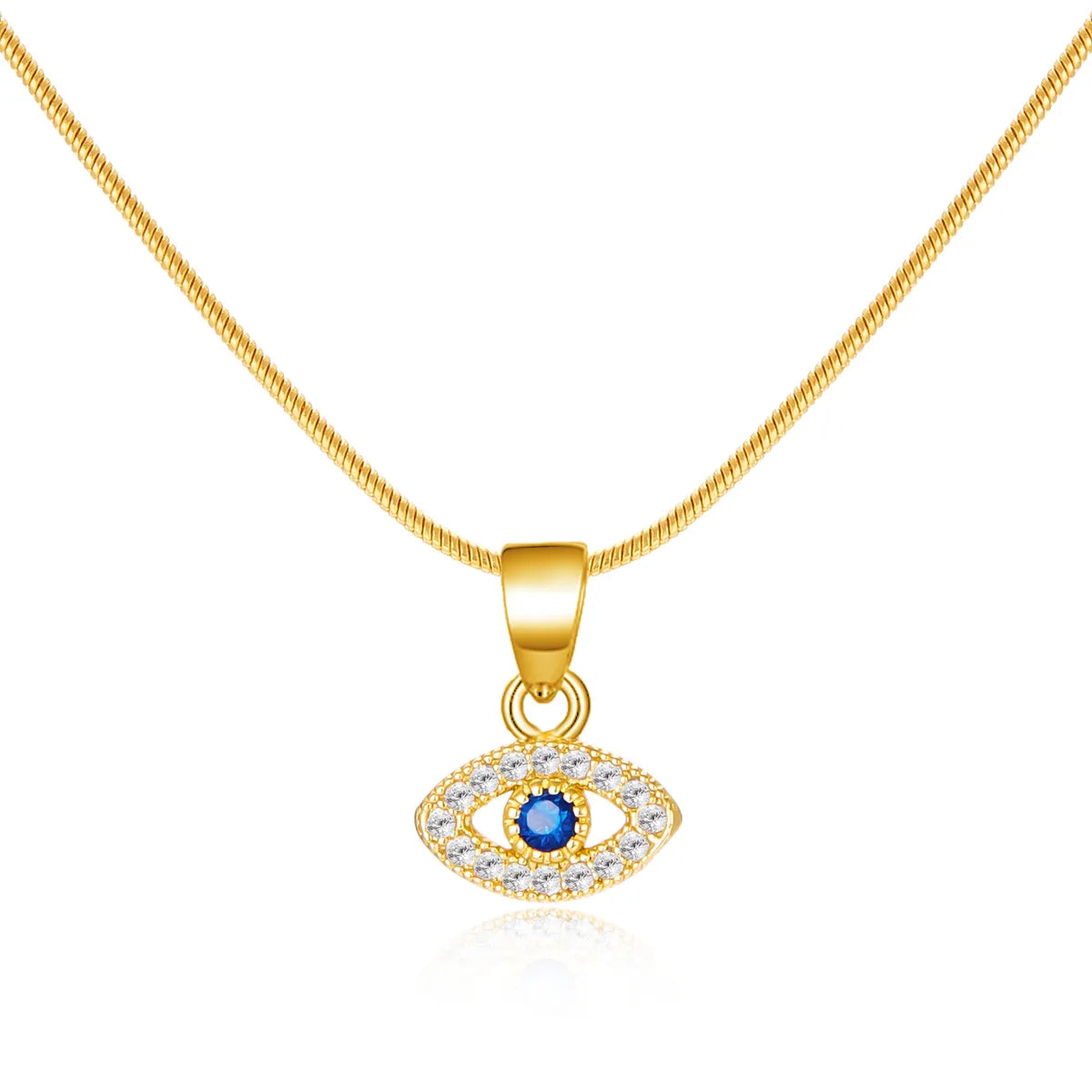 201 Stainless Steel Copper Casual Simple Style Inlay Eye Rhinestones Pendant Necklace