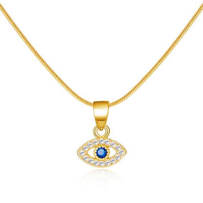 201 Stainless Steel Copper Casual Simple Style Inlay Eye Rhinestones Pendant Necklace