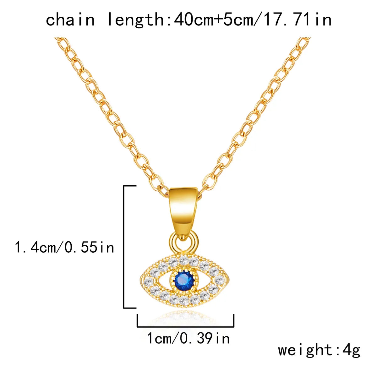 201 Stainless Steel Copper Casual Simple Style Inlay Eye Rhinestones Pendant Necklace