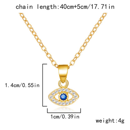 201 Stainless Steel Copper Casual Simple Style Inlay Eye Rhinestones Pendant Necklace