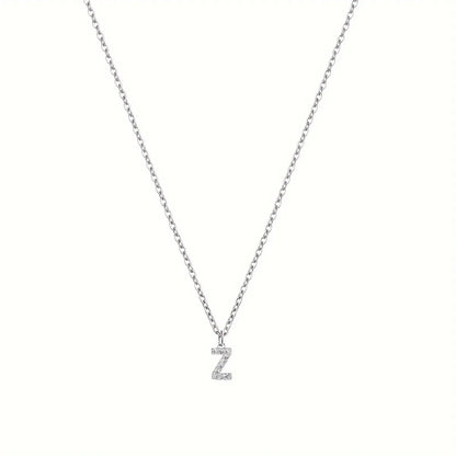 201 Stainless Steel Copper Inlay Letter Zircon Pendant Necklace