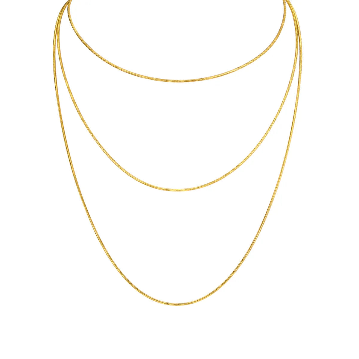 201 Stainless Steel Gold Plated Simple Style Solid Color Three Layer Necklace