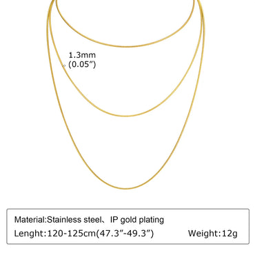 201 Stainless Steel Gold Plated Simple Style Solid Color Three Layer Necklace