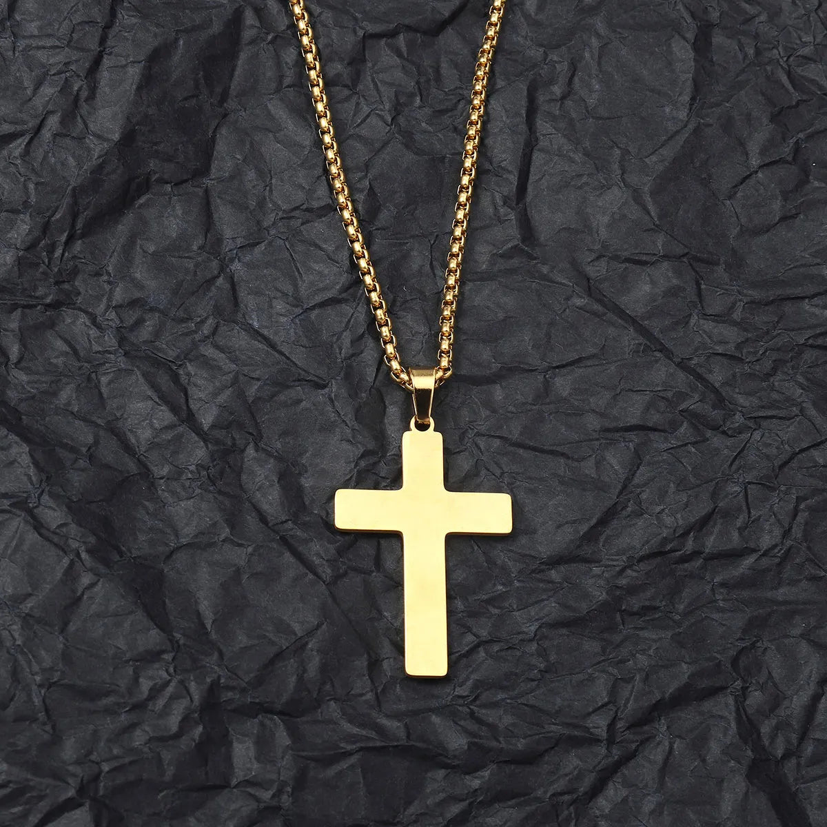 Wholesale Jewelry Hip-Hop Human Cross Tree 201 Stainless Steel 18K Gold Plated Hollow Out Pendant Necklace