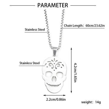 Wholesale Jewelry Hip-Hop Round Life Tree Skull 201 Stainless Steel 18K Gold Plated Hollow Out Pendant Necklace