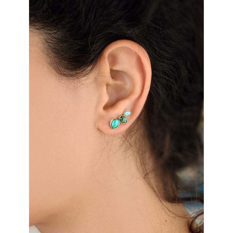 Bohemian Turquoise Earrings Simple Reptile Water Drop Natural Stone Stud Earrings