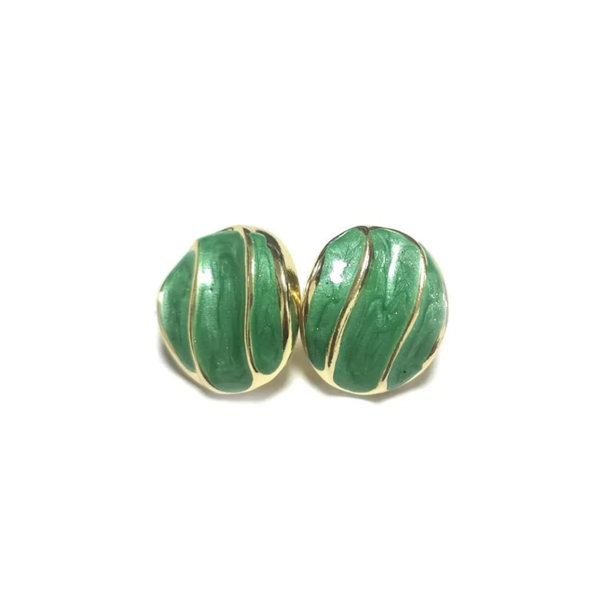 New Autumn And Winter Retro Green Exaggerated Oil Drop Round Earrings