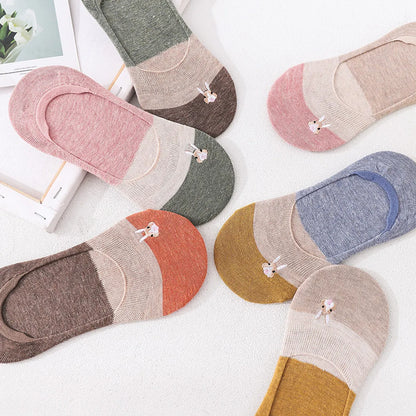 New Bunny Color Matching Invisible Breathable Thin Women'S Socks