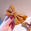 New Style Autumn And Winter French Retro Pu Leather Bow Hairpin Hairpin Temperament Hair Accessories Bangs Clip Hair Accessories