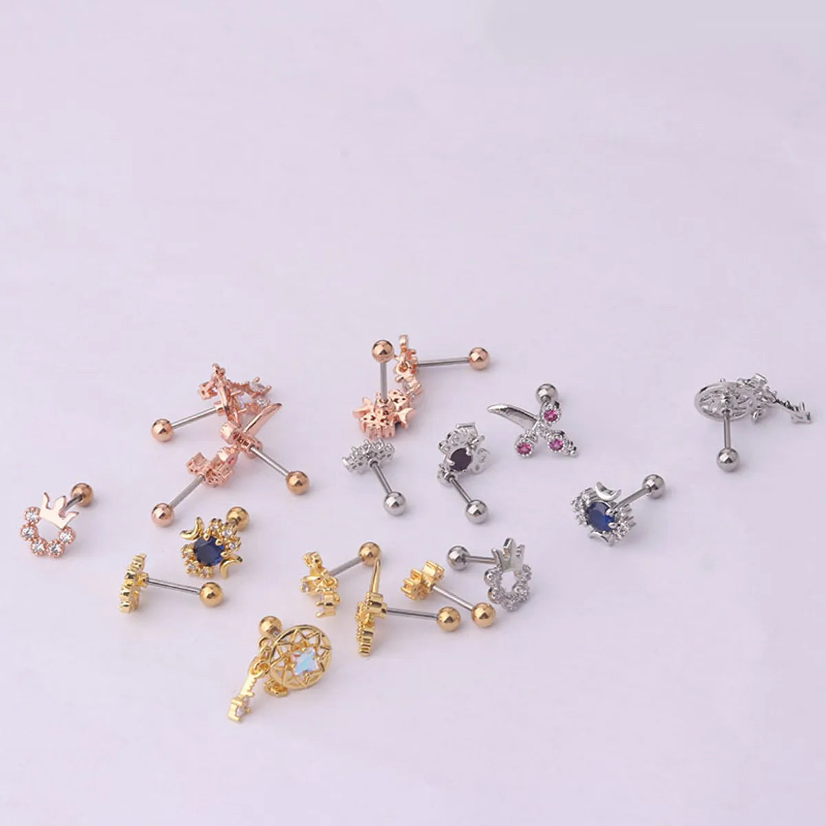 New Trendy Earrings Cochlear Screw Buckle Ins Stainless Steel Fine Needle Ear Bone Nail Piercing Earrings