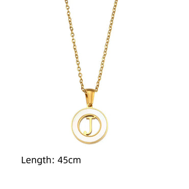 Fashion Simple Elegant Round Shell Hollow Letter Stainless Steel Necklace