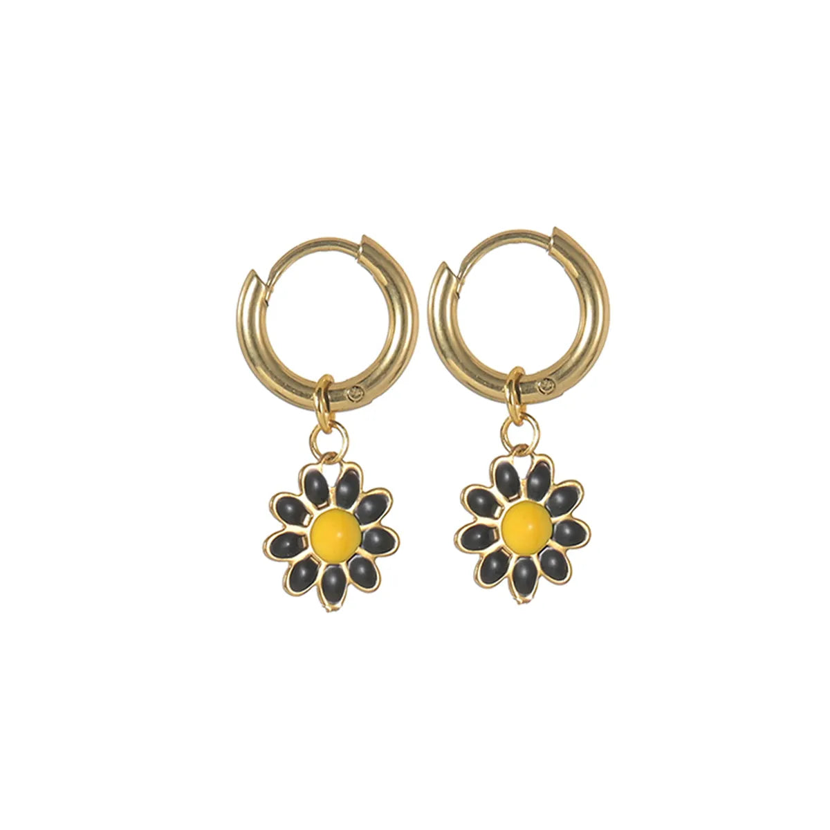 Retro Daisy Plating Stainless Steel Flowers Earrings