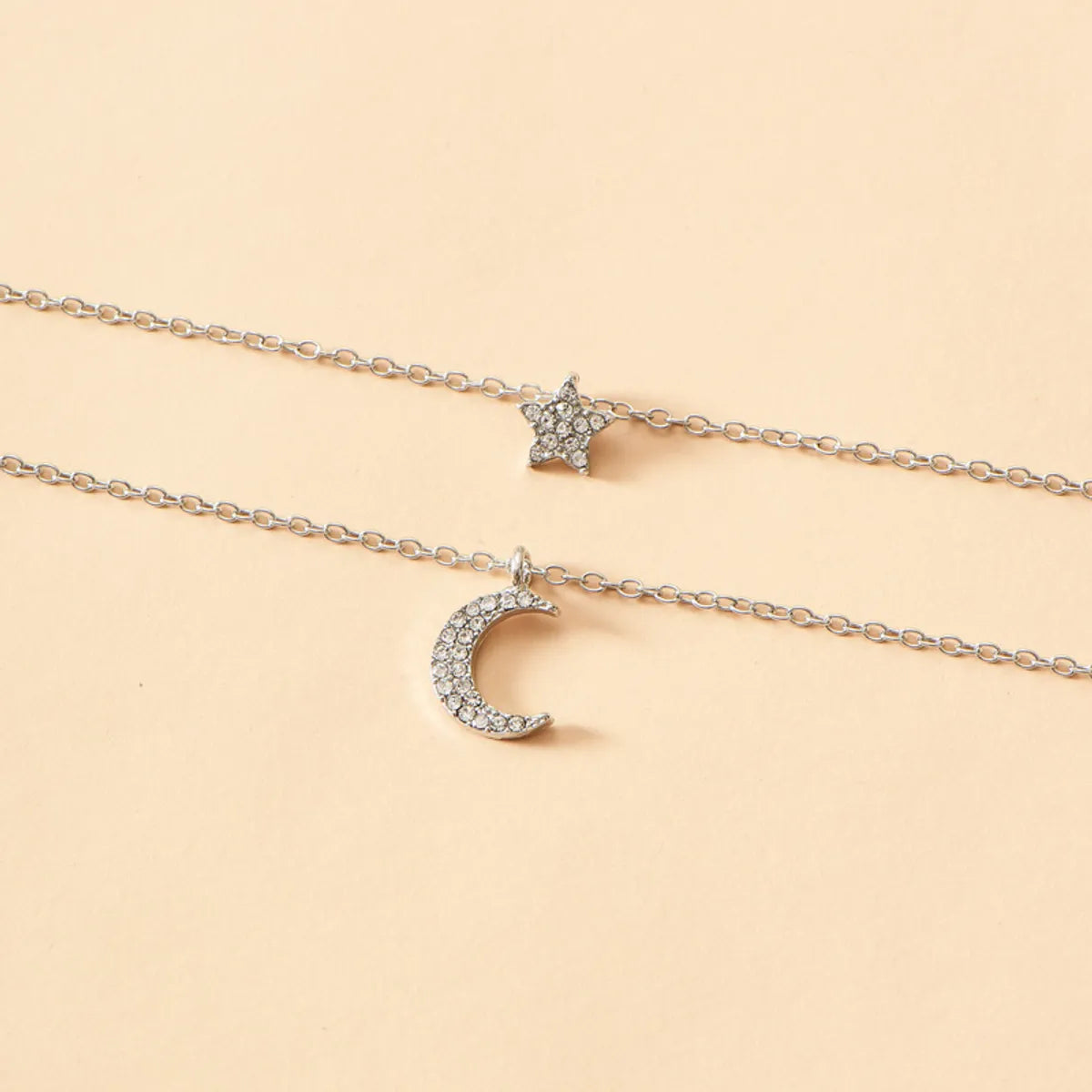 New Fashion Five-pointed Star Moon Pendant Multi-layer Sweater Chain Necklace Women