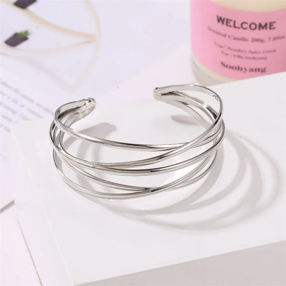 New Fashion Simple Geometric Cross Opening Metal Bracelet