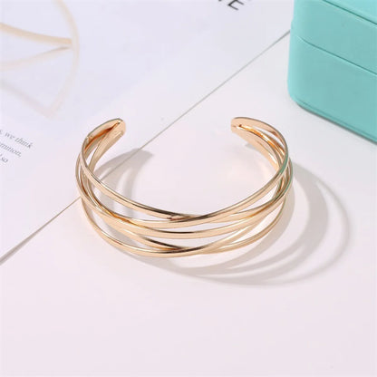 New Fashion Simple Geometric Cross Opening Metal Bracelet