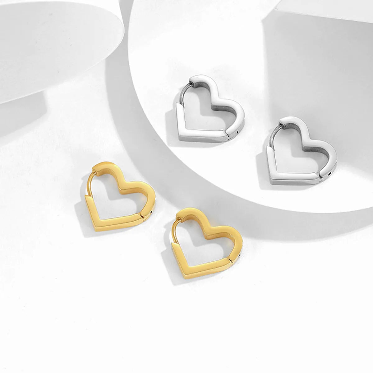 New Fashion Simple Heart-shaped Stainless Steel Earrings