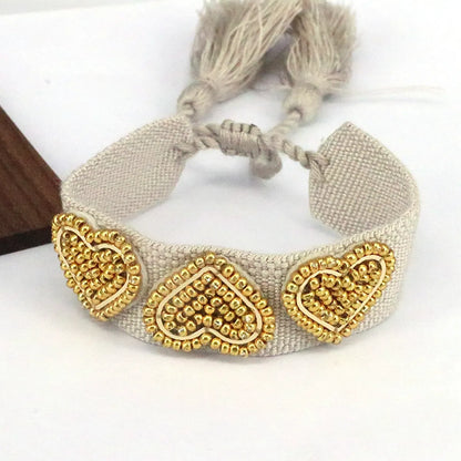 Beach Heart Shape 18k Gold Plated Seed Bead Wholesale Bracelets